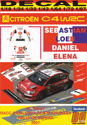 DECAL CITROEN C4 WRC S.LOEB R.CATALUNYA 2007 WINNER