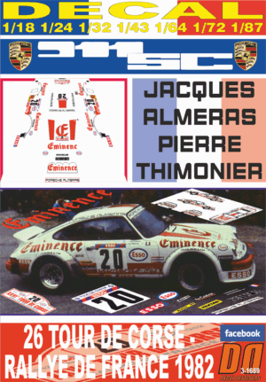 DECAL PORSCHE 911 SC J.ALMERAS T.DE CORSE 1982 DnF