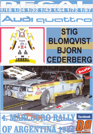 DECAL AUDI QUATTRO A2 S.BLOMQVIST R. OF ARGENTINA 1984 WINNER