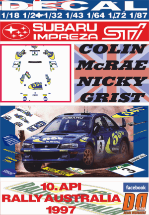 DECAL SUBARU IMPREZA S5 WRC ´97 C.MCRAE R.AUSTRALIA 1997 WINNER