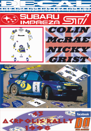 DECAL SUBARU IMPREZA S5 WRC ´98 C.MCRAE ACROPOLIS R. 1998 WINNER