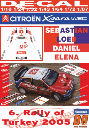 DECAL CITROEN XSARA WRC S. LOEB R. OF TURKEY 2005 WINNER