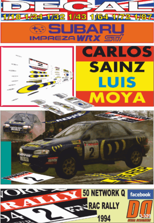 DECAL SUBARU IMPREZA 555 C.SAINZ RAC 1994 DnF