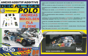 ANEXO DECAL 1/43 VOLKSWAGEN POLO R WRC A.MIKKELSEN SWEDEN 2015 3rd