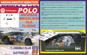ANEXO DECAL 1/43 VOLKSWAGEN POLO R WRC A.MIKKELSEN R.POLAND 2015 36th