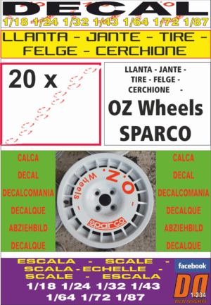 DECAL LLANTA SPARCO O Z WHEELS ROJA RED