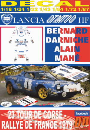 DECAL LANCIA STRATOS HF B. DARNICHE T. DE CORSE 1979 WINNER