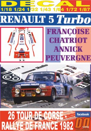 DECAL RENAULT 5 TURBO F. CHATRIOT T. DE CORSE 1982 DnF