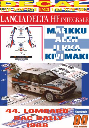 DECAL LANCIA DELTA INTEGRALE M. ALEN RAC R. 1988 WINNER