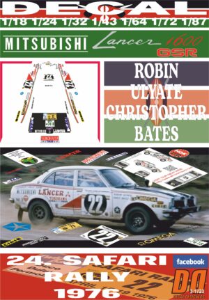 DECAL MITSUBISHI LANCER R. ULYATE SAFARI R. 1976 2nd