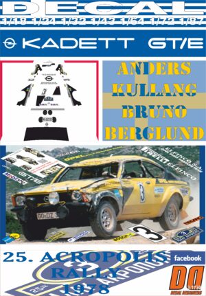 DECAL OPEL KADETT GT/E A. KULLANG ACROPOLIS R. 1978 DnF