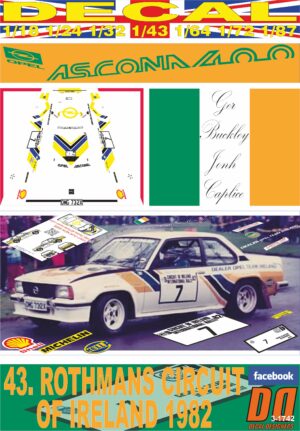 DECAL OPEL ASCONA 400 G. BUCKLEY C. OF IRELAND 1982 8th