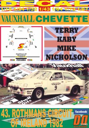 DECAL VAUXHALL CHEVETTE 2300 HSR T. KABY C. OF IRELAND 1982 DnF