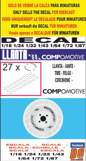 DECAL LLANTA - JANTE - TIRE - FELGE - CERCHIONE COMPOMOTIVE MOTORSPORTS 2 BLACK