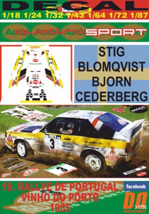 DECAL AUDI QUATTRO SPORT S.BLOMQVIST R. PORTUGAL 1985 4th