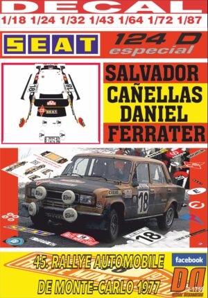 DECAL SEAT 124 D ESPECIAL S. CAÑELLAS R. MONTECARLO 1977 4th
