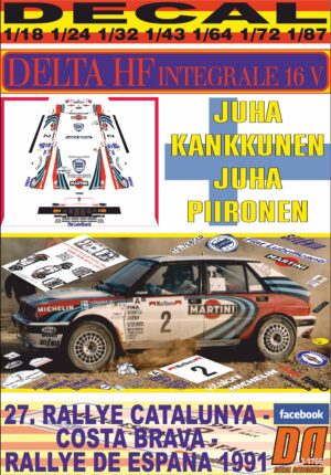DECAL LANCIA DELTA INTEGRALE 16V J. KANKKUNEN R. CATALUNYA 1991 2nd