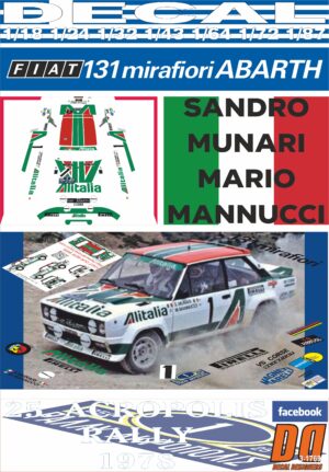 DECAL FIAT 131 ABARTH S. MUNARI ACROPOLIS R. 1978 DnF
