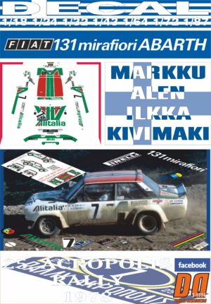 DECAL FIAT 131 ABARTH M. ALEN ACROPOLIS R. 1978 2nd