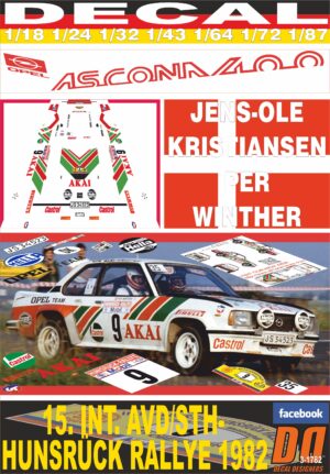 DECAL OPEL ASCONA 400 J-O. KRISTIANSEN HUNSRUCK R. 1982 13h