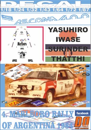 DECAL OPEL ASCONA 400 Y. IWASE R. OF ARGENTINA 1984 5th