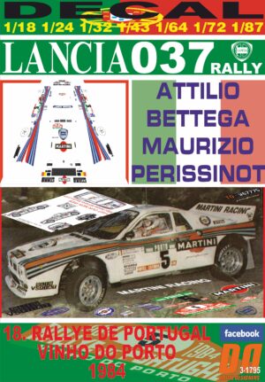 DECAL LANCIA 037 RALLY A. BETTEGA R. PORTUGAL 1984 3rd