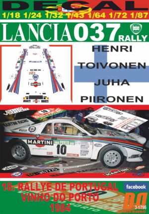 DECAL LANCIA 037 RALLY H. TOIVONEN R. PORTUGAL 1984 DnF