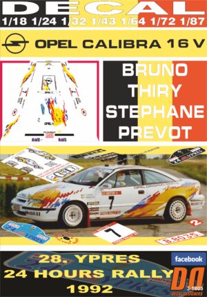 DECAL OPEL CALIBRA 16V B. THIRY YPRES 24 HOURS R. 1992 6th