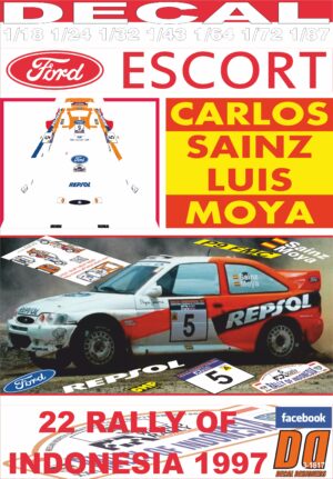 DECAL FORD ESCORT WRC C. SAINZ R. OF INDONESIA 1997 WINNER