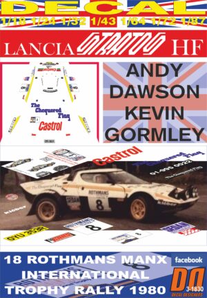 DECAL LANCIA STRATOS HF A. DAWSON MANX R. 1980 5th