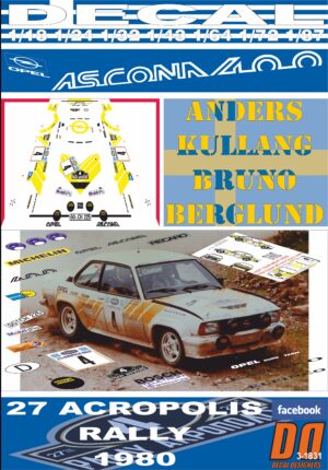 DECAL OPEL ASCONA 400 A. KULLANG ACROPOLIS R. 1980 4th