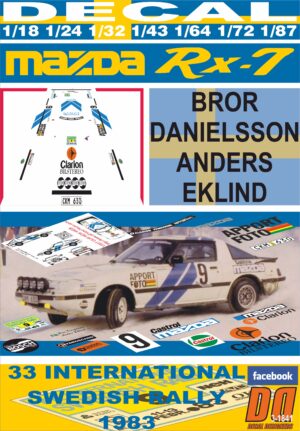 DECAL MAZDA RX-7 B. DANIELSSON SWEDISH R. 1983 14th