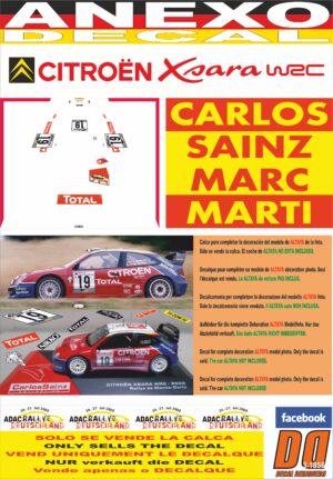 ANEXO DECAL 1/43 CITROEN XSARA WRC CARLOS SAINZ R. DEUTSCHLAND 2003 6th